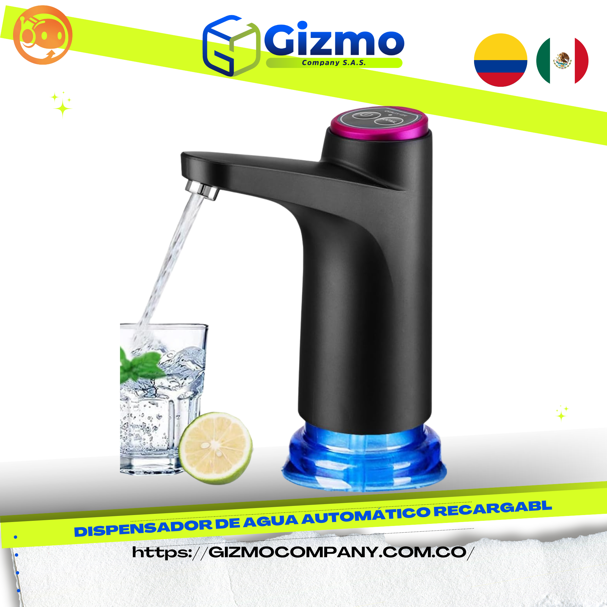 Dispensador de Agua Automático Recargabl disponible en Yaxa Colombia